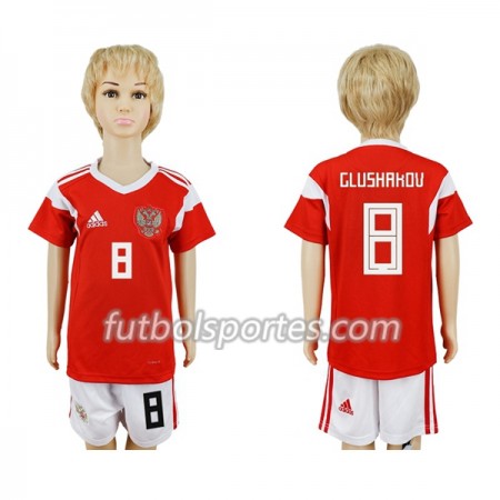 Camisetas Rusia Glushakov 8 Niño Primera Equipacion Mundial 2018